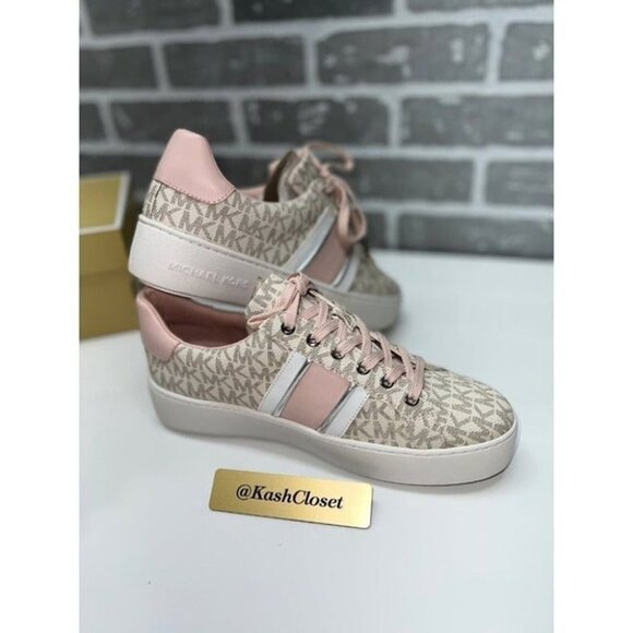 Michael Kors shoes poppy logo stripe sneakers powderblush size 9 - Picture 7 of 9